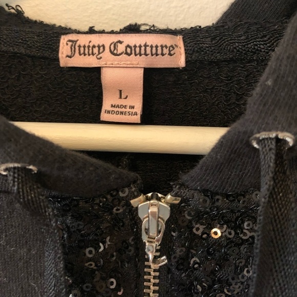 juicy Couture Black Sequin Zip Up Hoody. - Picture 7 of 10